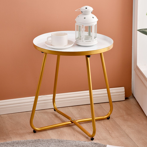 2022 New Outdoor Garden Balcony Side Tables Anti-Rust End Table Golden Small Round Metal Coffee Table