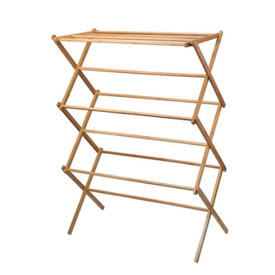 Simple Design Cloths Towel Bamboo Rack Foldable Drying Wooden Clothes Drying Rack