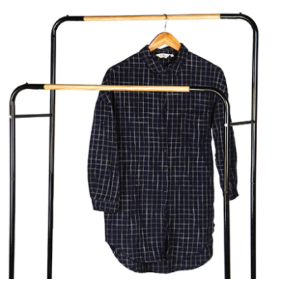 Nordic Modern Durable Metal Pipe Double Pole Mounted Clothes and Shoes Rack Pretty Garment Racks