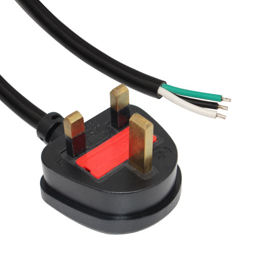 Standard UK Computer Power Cord 10A stripped and tinned to BS-1363 UK Plug
