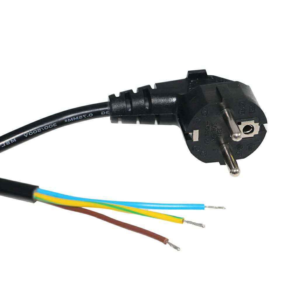 European Extension Standard AC Eu 3 Pin Plug to Stripped and Tinned