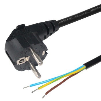 European Extension Standard AC Eu 3 Pin Plug to Stripped and Tinned Power Cord