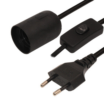 KC Euro salt lamp power cord with  switch to E26 lamp holder
