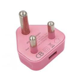 Pink 1 single USB port 5V 1A 1000mA USB charger adapter for South Africa
