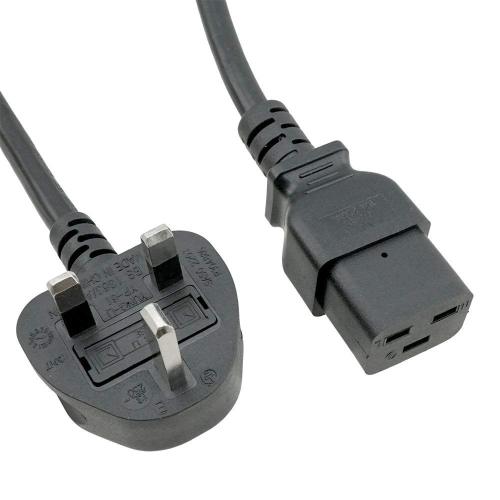 Industrial high power connector IEC C19 cord British AC 3 pin uk power cable