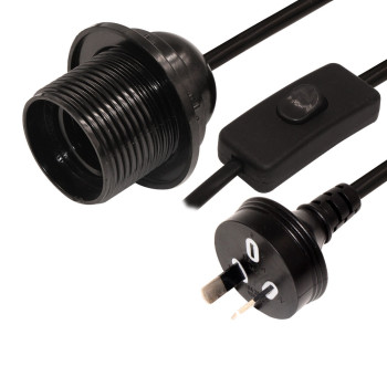Customized SAA ROHS approved AS 2 pin plug cable with 303 switch and E27 lampholder power cord