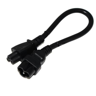 Black Braided Power Cord 3 Prong Pin Ac European Extension Female End Iec 60320 C5 To C6