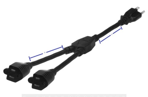 NEMA 5-15p Male to Female 2 in 1 Connector End Us power Cable 18 Awg Ac Power Cord For Nema 5-15 Plug Outdoor Extension Cord