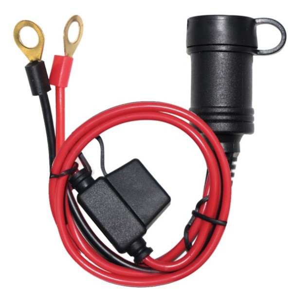 18AWG Cigarette Lighter Plug Female Socket Fused 10A 12V Extension Cable with Ring Terminal