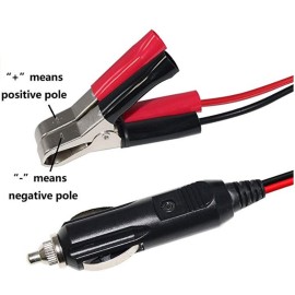 Cigarette Lighter Plug Extension Cable With 30A Alligator Clip 16AWG Copper Wire Core