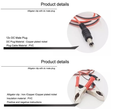 3.5 1.35 mm DC Male Plug to Dual Alligator Clip Power Charger Connector Cable