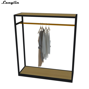 Metal and wood clothing display for men's clothing store