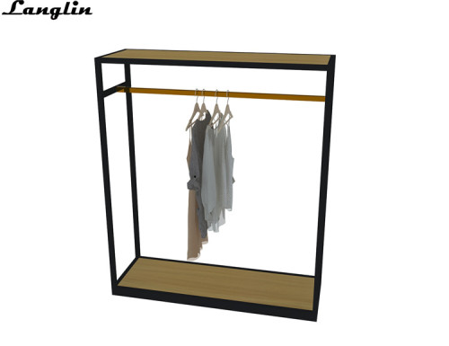Metal and wood clothing display for men's clothing store