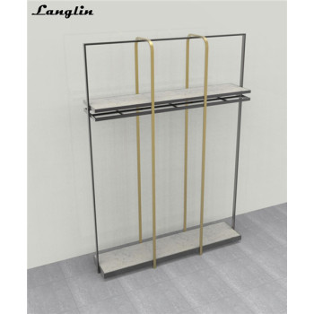 Custom Good quality metal hanging clothes display racks for garment shop