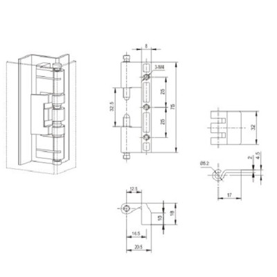 CL201-2  Hinge for Low voltage switchgear accessories  from JUCRO Electric