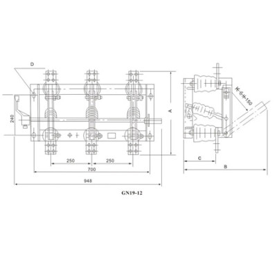 Disconnecting Switch Isolation Switch GN19-12(C)  series indoor High Voltage From Jucro Electric