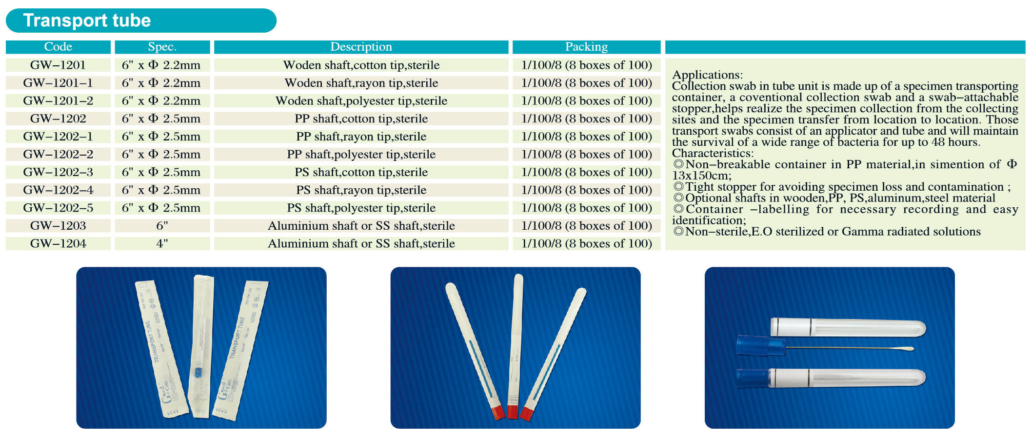 Specimen Transport Tube Non-breakable PP container Tight stooper Optional shafts Container Labelling Sterilized Solutions