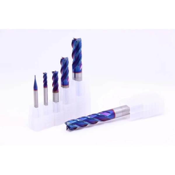 HRC65 2/4 Flute Tungsten Carbide End Mill Nano Blue Coated