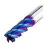 HRC65 2/4 Flute Tungsten Carbide End Mill Nano Blue Coated