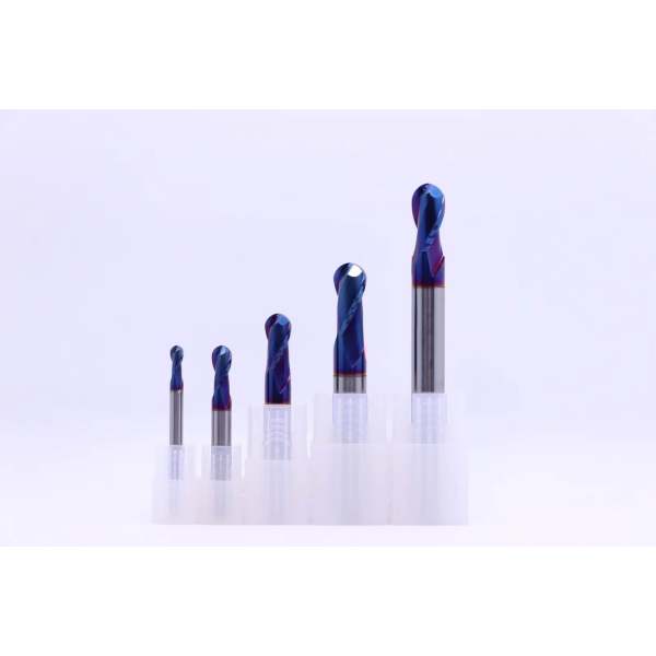 High Performance HRC65 Nano Coated Ball Nose End Mill Cutter For High Hardness Steel