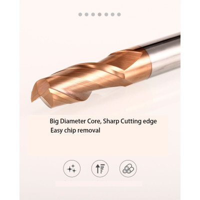2 Flute Flat Milling Cutter Carbide End Mill 55HRC For Steel