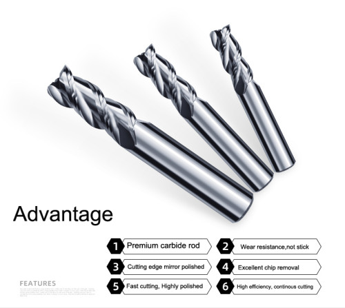 3 Flute  Carbide End Mill For Aluminium uncoated
