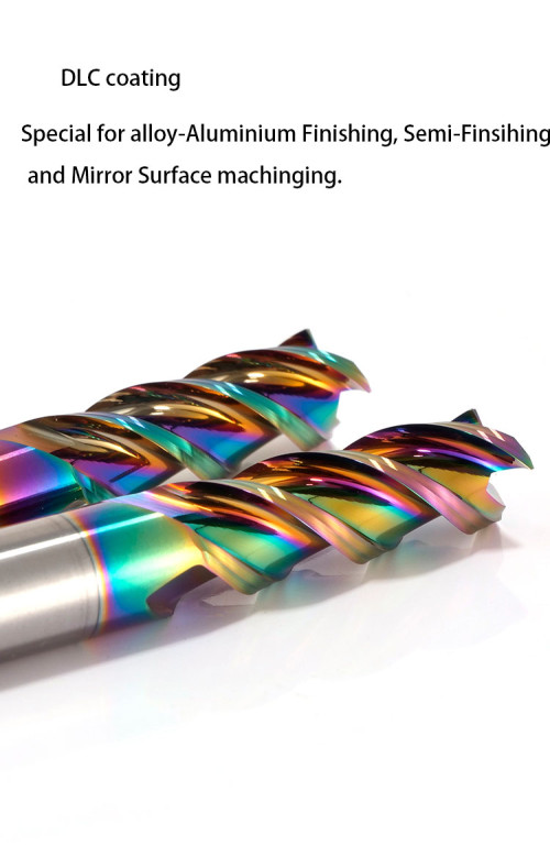 DLC Coating Square End Mill For Aluminium Alloys  45° Helix Mirror Surface Milling
