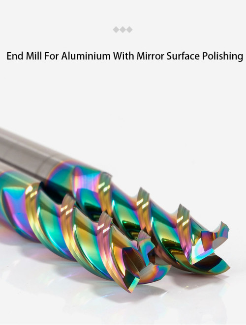 DLC Coating Square End Mill For Aluminium Alloys  45° Helix Mirror Surface Milling