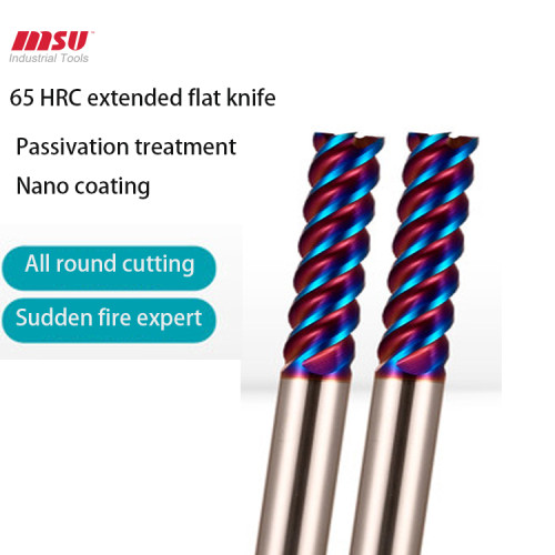 HRC65- 4 Flute Flat Extra Long Flute Carbide End Mill