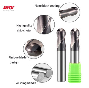 2 Flute Carbide Ball Nose End Mill Cutter CNC Router Bits Double Flute HRC60  Spiral Milling Tool