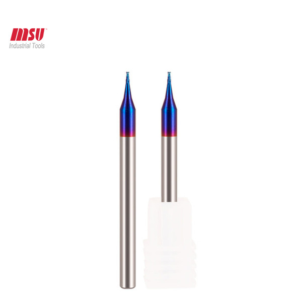 2 Flute HRC65 Carbide Micro End Mill Tungsten Steel Milling Cutter For Three Nano Blue Coating