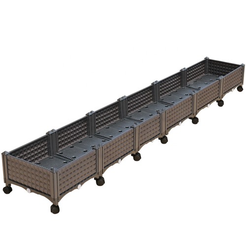 Six boxes elevated large rectangular plastic planter