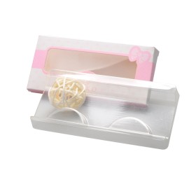 wholesale recycle coated paper pink  eyelash boxes with PVC insert and matt lamination