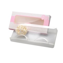 wholesale recycle coated paper pink  eyelash boxes with PVC insert and matt lamination