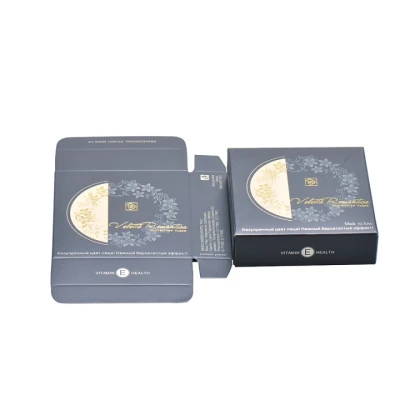 high end golden card paper cosmetic pressed powder compacts packaging box with pearl varnish