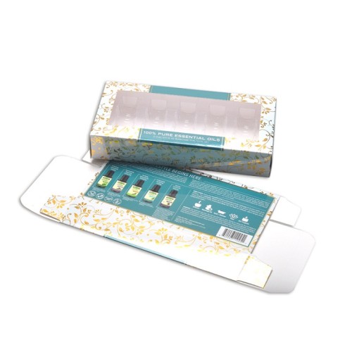 Cosmetici eco-compatibili per beauty box in carta d'arte per olio essenziale con finestra e inserto in PVC