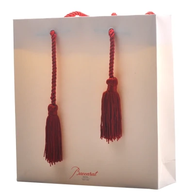 Beautiful Charming  coated paper white paper bags wholesale with chinese special cotton rope