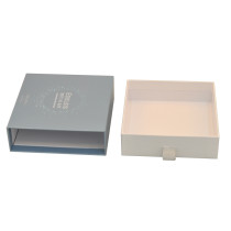 Elegant and luxury rigid cardboard cosmetic retail packaging drawer box with emboss logo