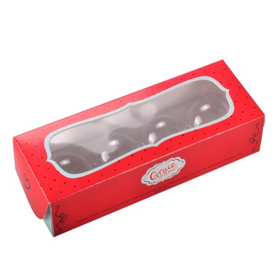 cheap custom coated paper chocolate boxes with PVC insert for packing cupcake Manufacturer