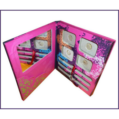 New design mini folding cardboard eye shadow cosmetic packaging printing with matt lamination