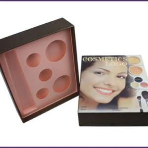Hot Sale lid and base cardboard beauty cosmetic box gift sets with paper insert