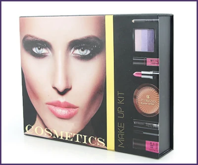 Fashional cosmetic gift packaging box sets for packing lipstick and powder with PVC insert