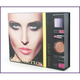 Fashional cosmetic gift packaging box sets for packing lipstick and powder with PVC insert
