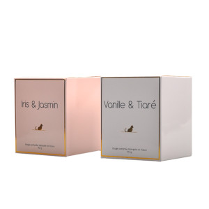 Luxury design coated paper automatic bottom candle packaging supplies with hot stamping logo