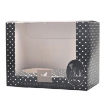 Fashionable black dot design decorative candle boxes with PVC window and paper insert