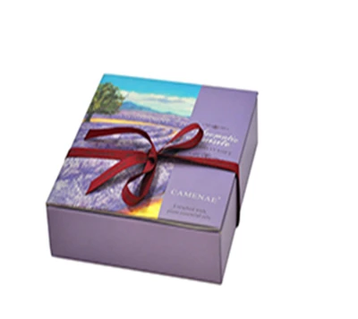 high quality elegant purple decorative book shaped cosmetic box company with ribbon