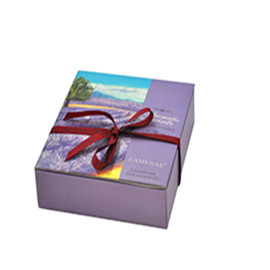 high quality elegant purple decorative book shaped cosmetic box company with ribbon