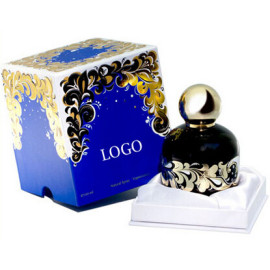 Handmade lid and base rigid cardboard  business perfume box with plastic tray and golden foil