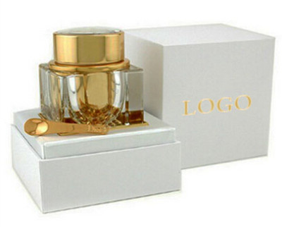 Fashionable white cardboard perfume packaging manufacturers with pearl varnish and paper insert