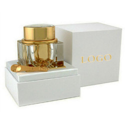 Fashionable white cardboard perfume packaging manufacturers with pearl varnish and paper insert